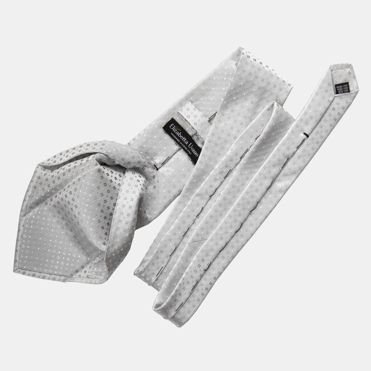 Silver Formal Silk Jacquard Tie - Made in Italy