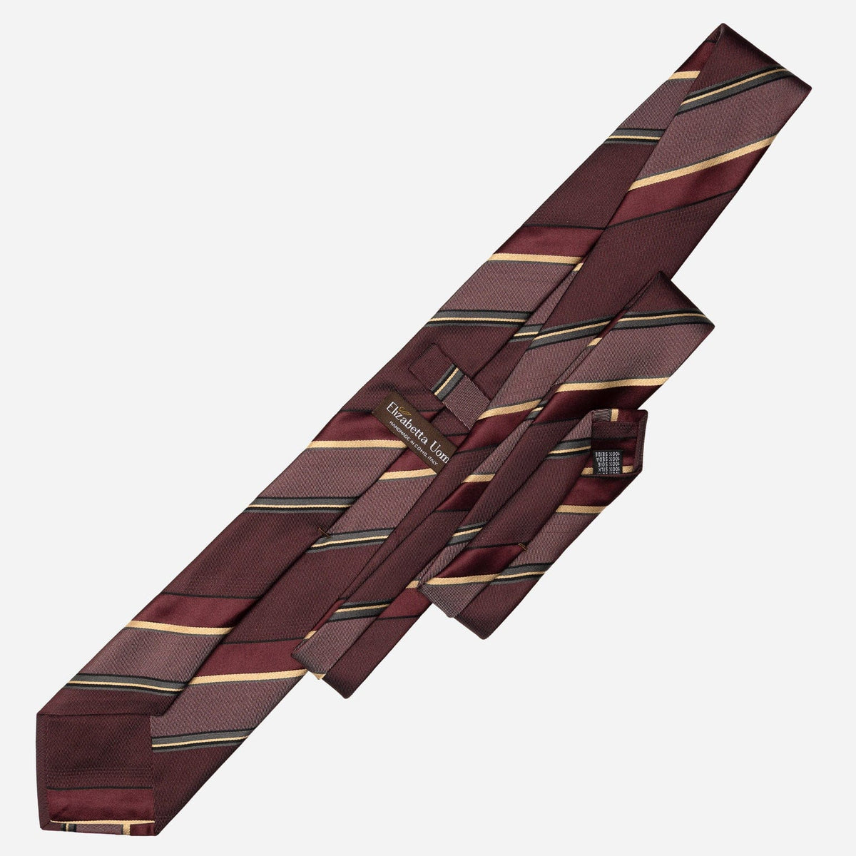 Italian Handmade Burgundy Striped Silk Tie