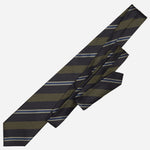 Italian Woven Stripes Navy and Green Tie