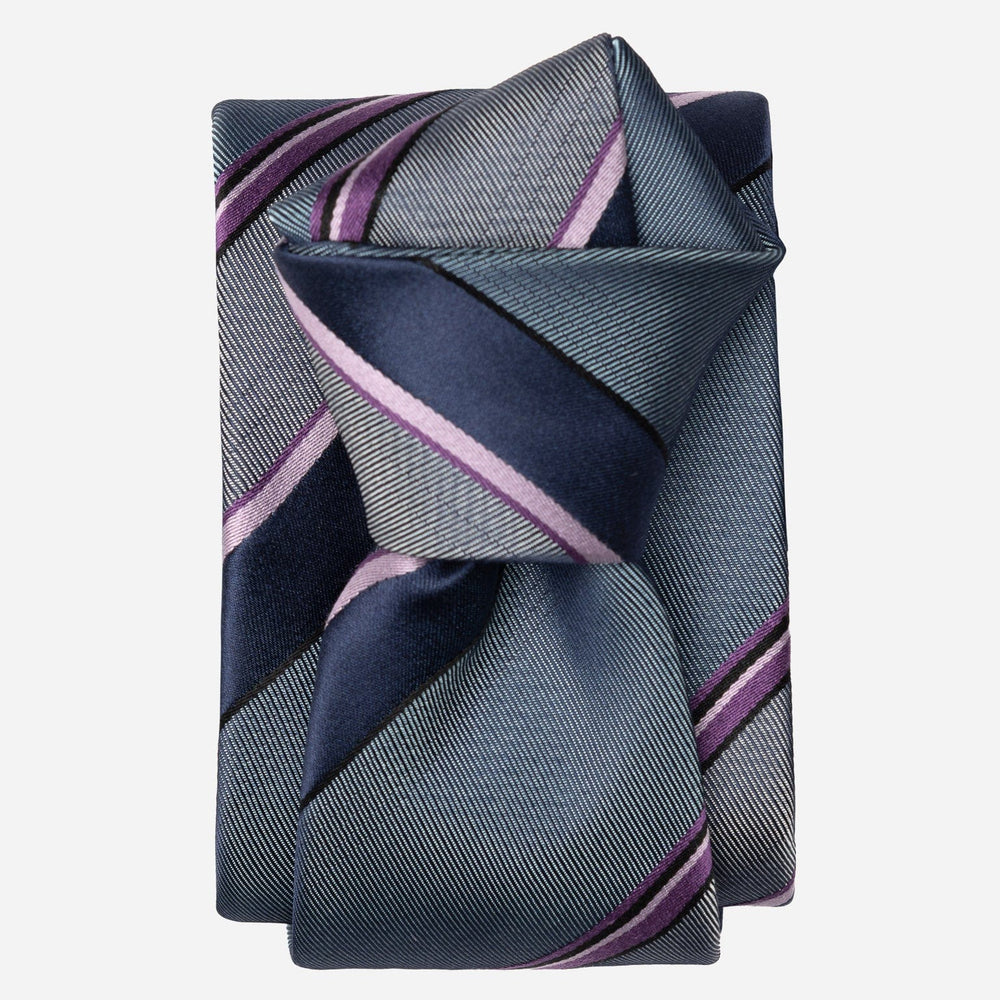 Italian Blue and Lavender Striped Silk Tie