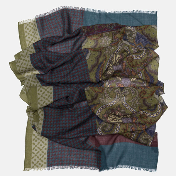 Olive Green Lightweight Italian Wool Scarf - Elizabetta