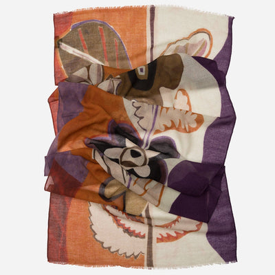 Rust and Purple Italian Wool Scarf