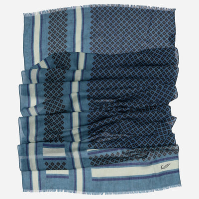 Blue Designer Italian Wool Scarf