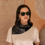 Luxury Italian silk neck scarf lotus flower print