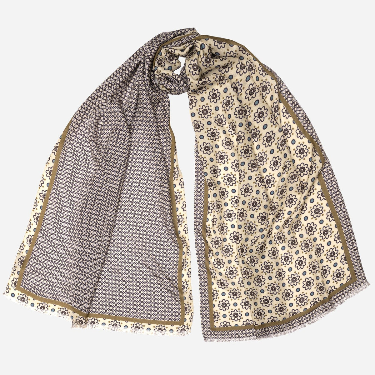 Italian Designer Beige Modal Twill Scarf