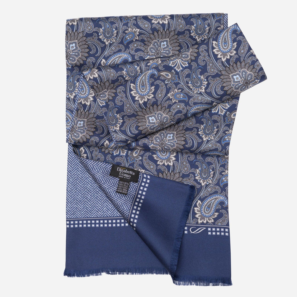 Men's Italian Navy Paisley Silk Scarf