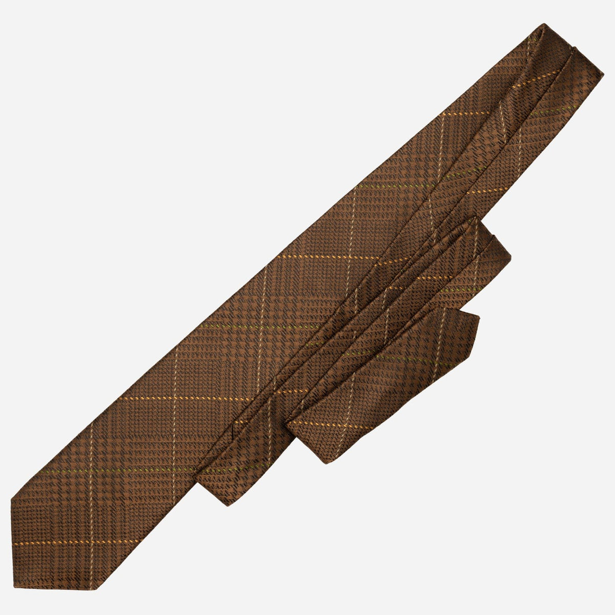 Italian Plaid Brown Handmade Silk Tie