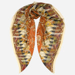 Orange Floral Silk Large Shawl Wrap