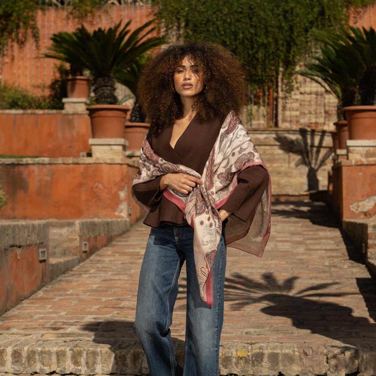 Pink Modal Cashemere Square Scarf