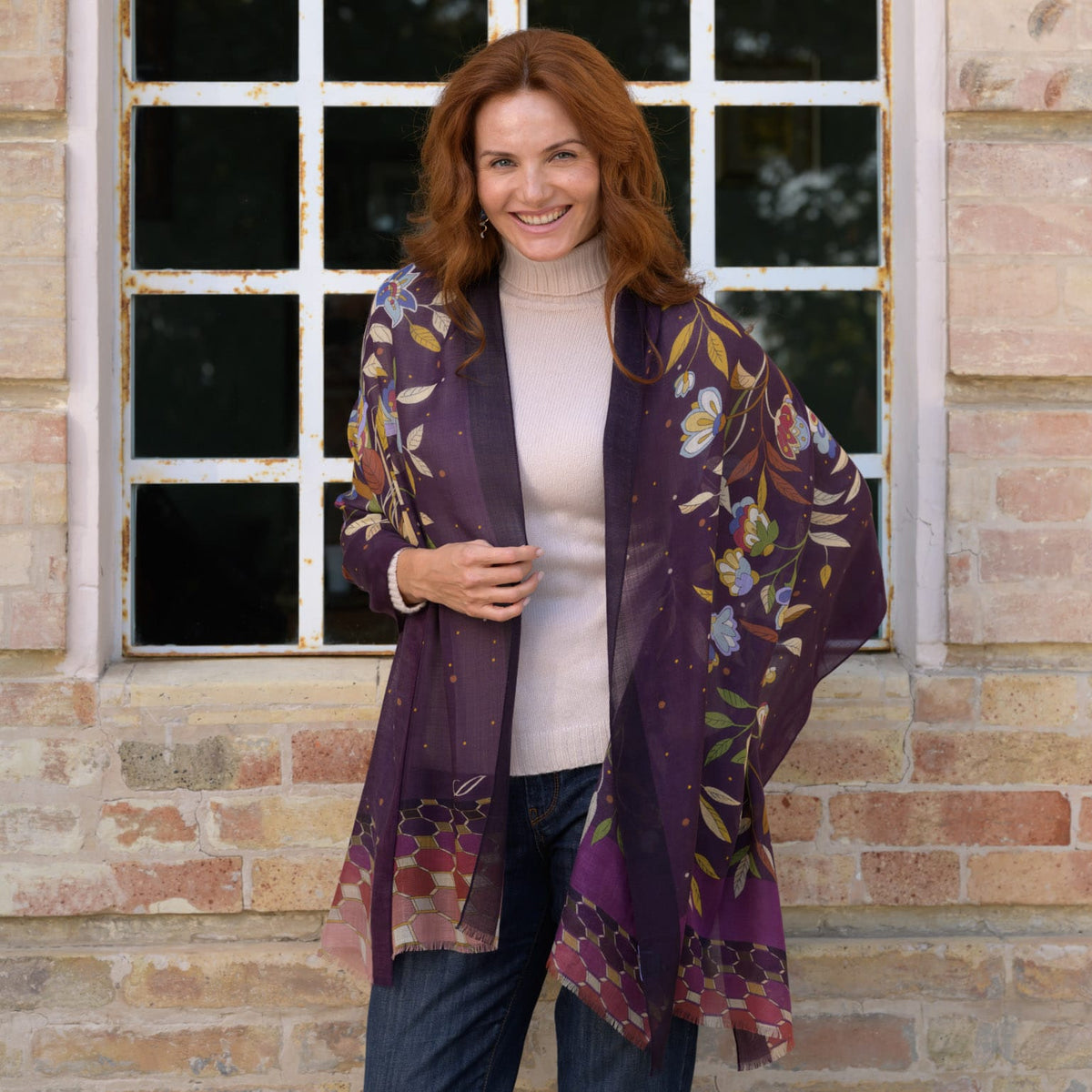 Luxury Plum Wool & Silk Scarf