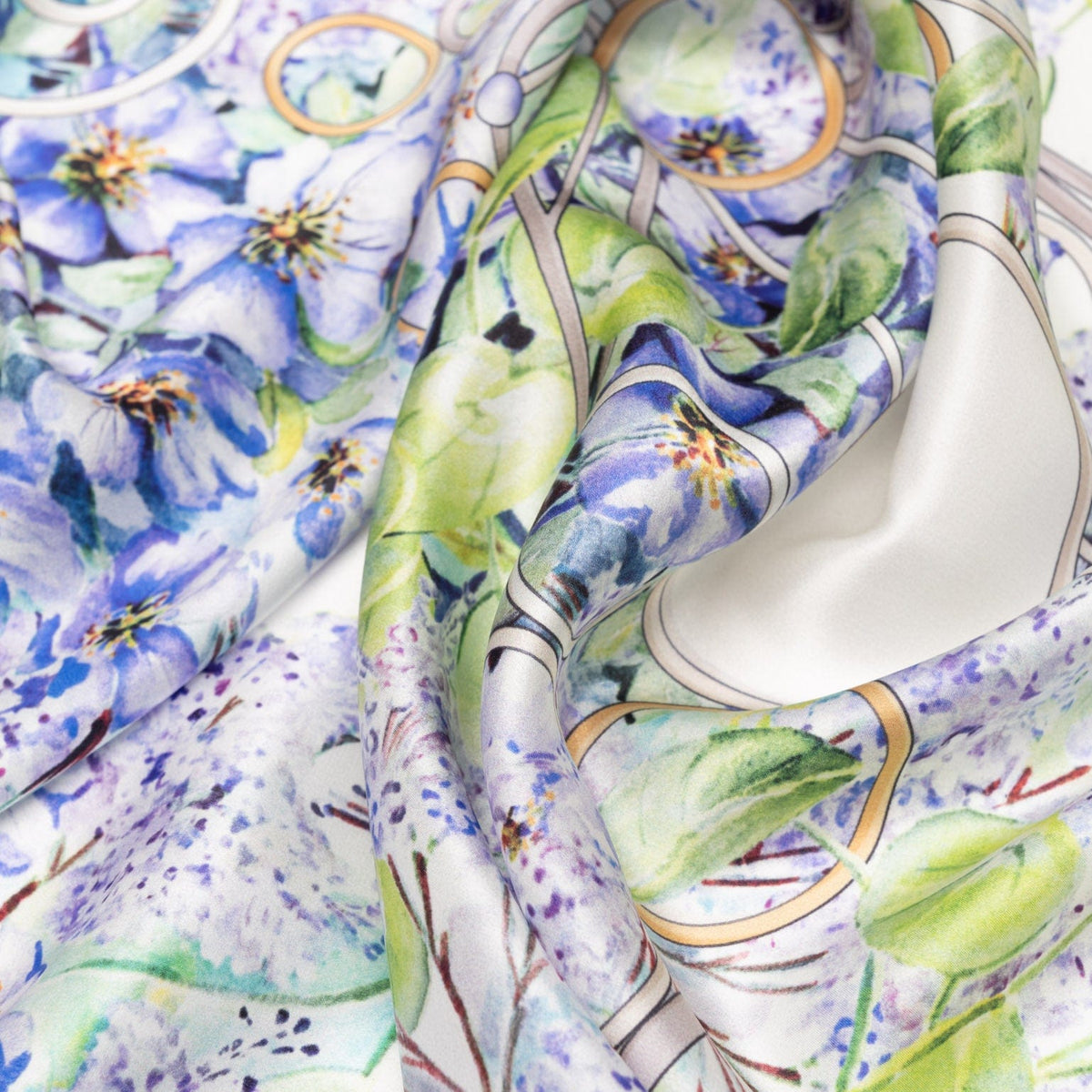Purple Garden Design Italian Silk Square Scarf