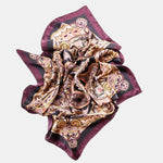 Italian Silk Satin Equestrian Square Scarf - Plum