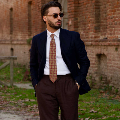 Italian handmade madder silk necktie