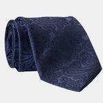 Midnight Blue Silk Paisley Formal Tie - Made in Italy