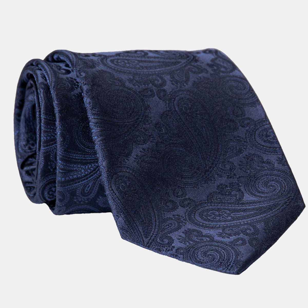 Midnight Blue Silk Paisley Formal Tie - Made in Italy