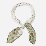 White and Green Polka Dot Silk Neckerchief