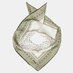 White and Green Polka Dot Silk Neckerchief