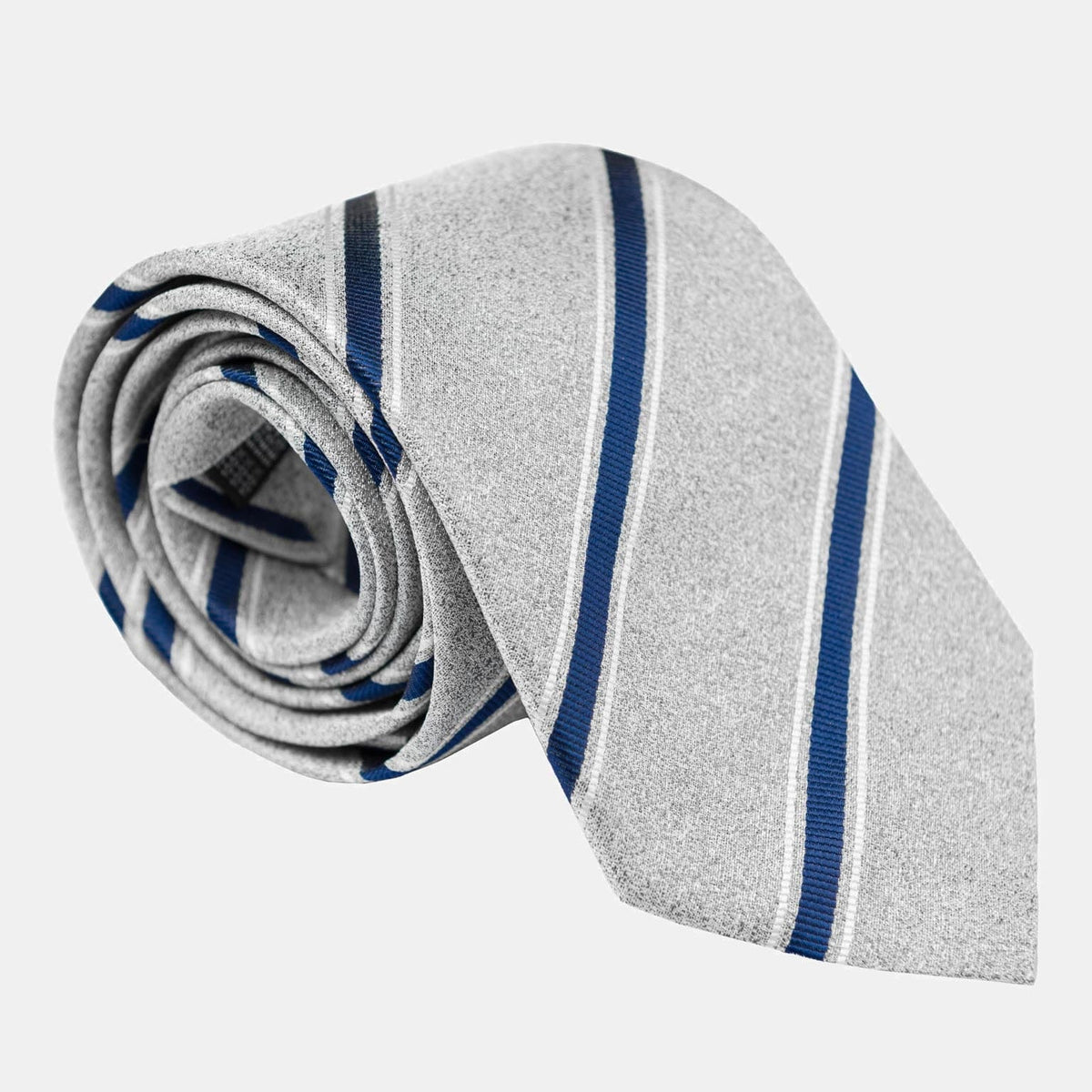 Silver Grey Italian Silk Striped Tie