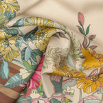 Italian Brown Floral Long Silk Scarf