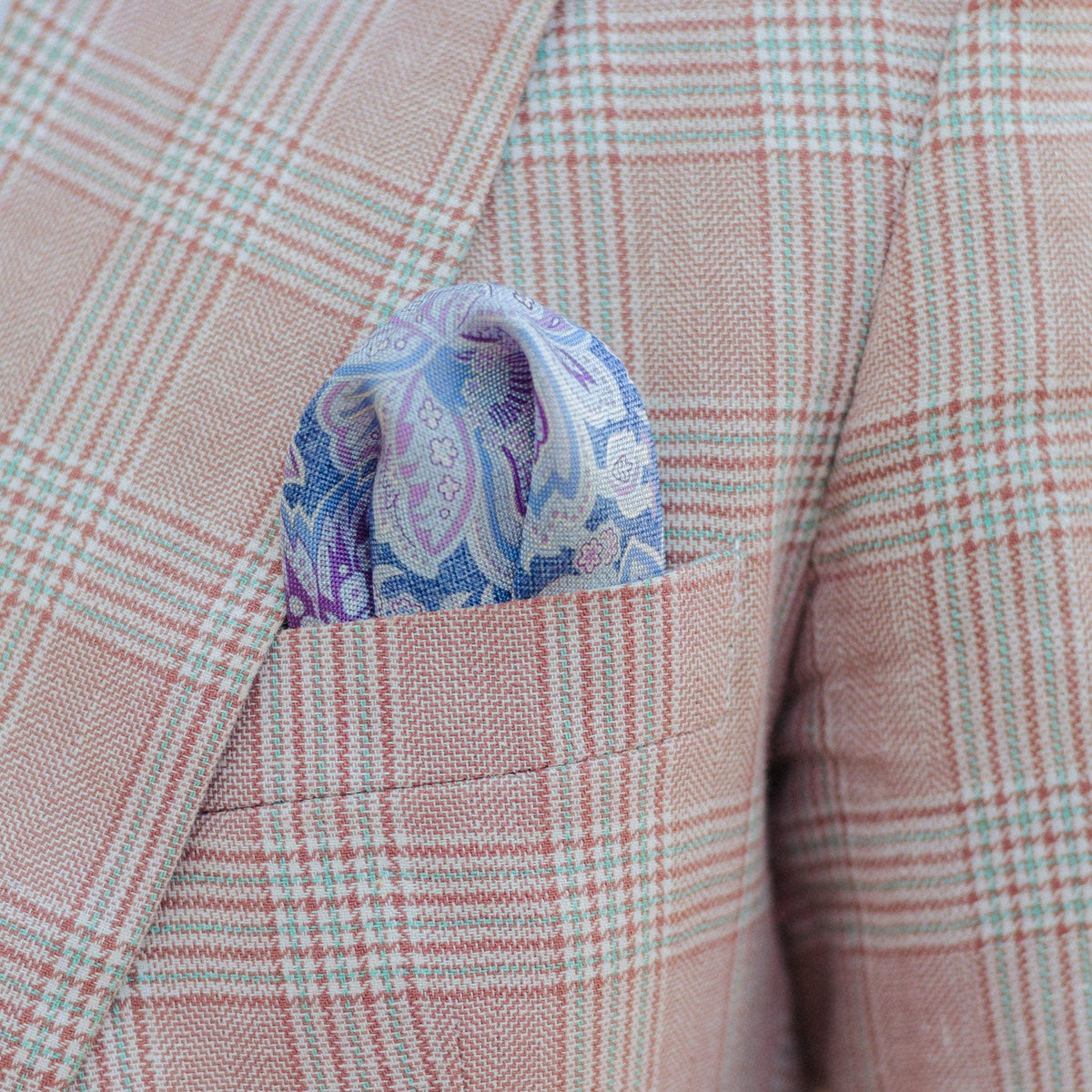Luxury double sided print large lavender silk pocket square