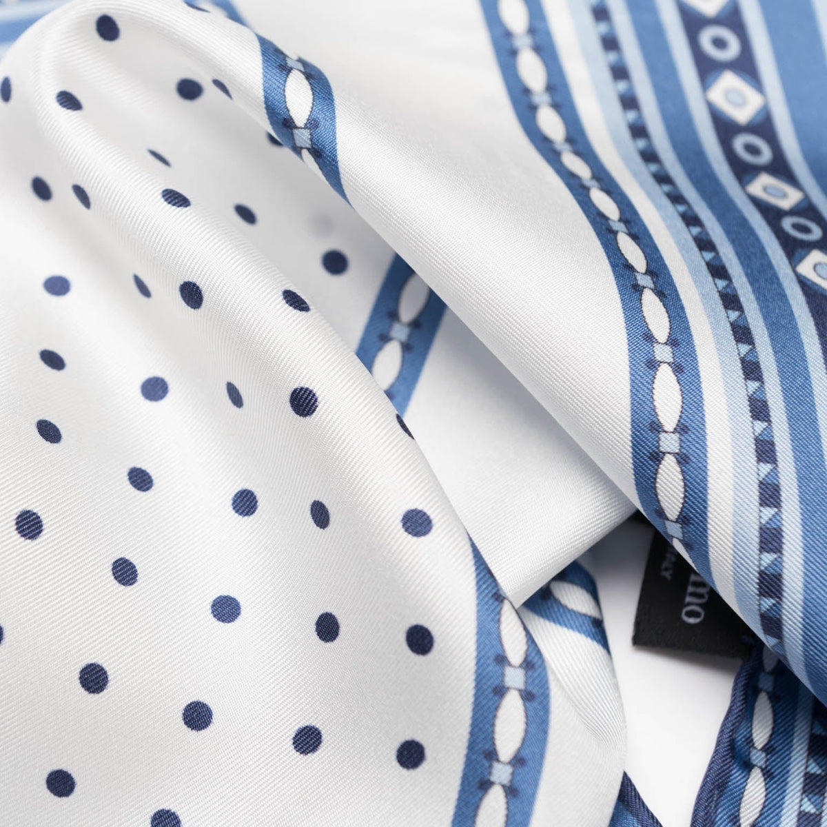 Blue and White Silk Italian Pocket Square