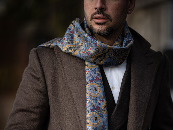 Luxury Italian silk scarf with wool backing