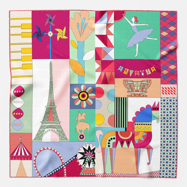 Italian Designer Pink Silk Square Scarf