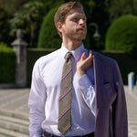 Sage Green Striped Italian Silk Tie