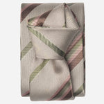 Beige Striped Handmade Italian Silk Tie