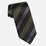 Italian Woven Stripes Navy and Green Tie