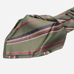 Sage Green Striped Italian Silk Tie