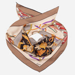 Designer Italian Silk Square Scarf - Tan