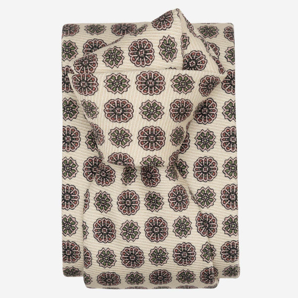 Handmade Cream Madder Silk Italian Tie