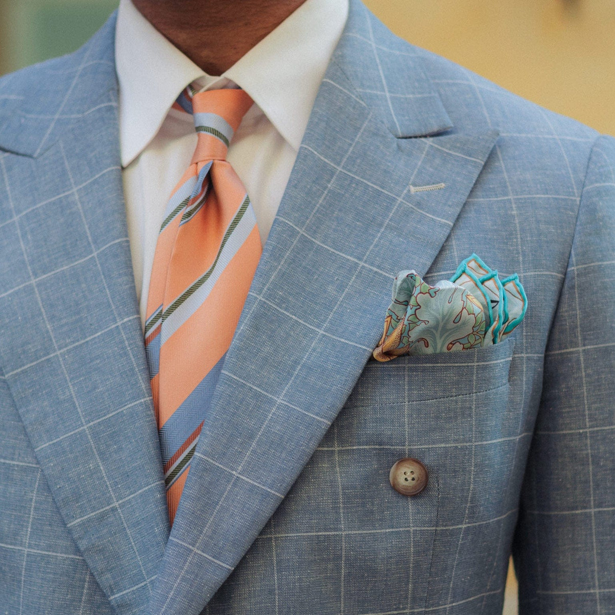 Luxury hand-rolled large silk pocket square
