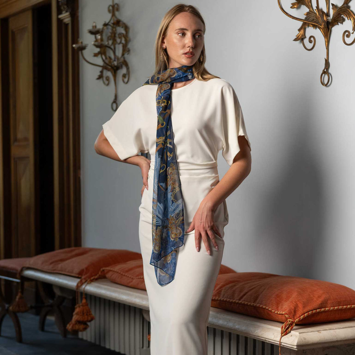 luxury women's silk scarf from Italy