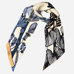 Italian Designer Blue Skinny Silk Scarf