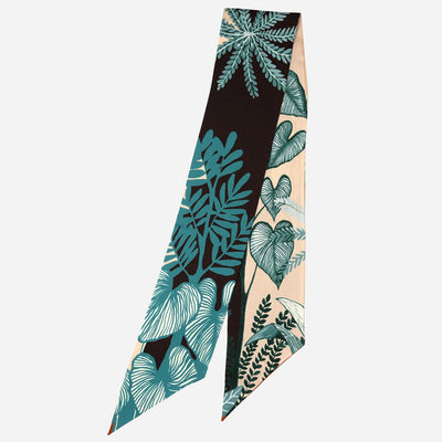 Italian Designer Green Skinny Silk Scarf