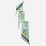 Pale Aqua Floral Italian Silk Bandeau