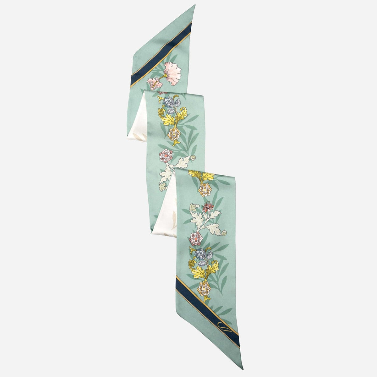 Pale Aqua Floral Italian Silk Bandeau