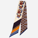 Italian Skinny Silk Scarf Floral Plum