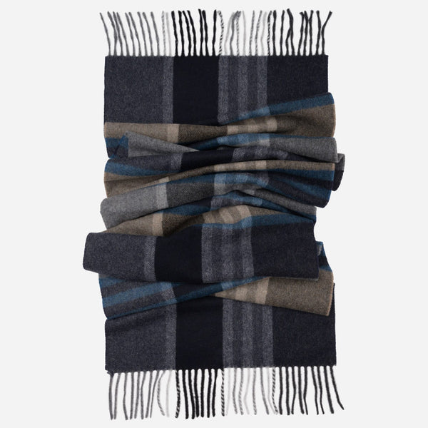 Blue Plaid Wool Cashmere Scarf