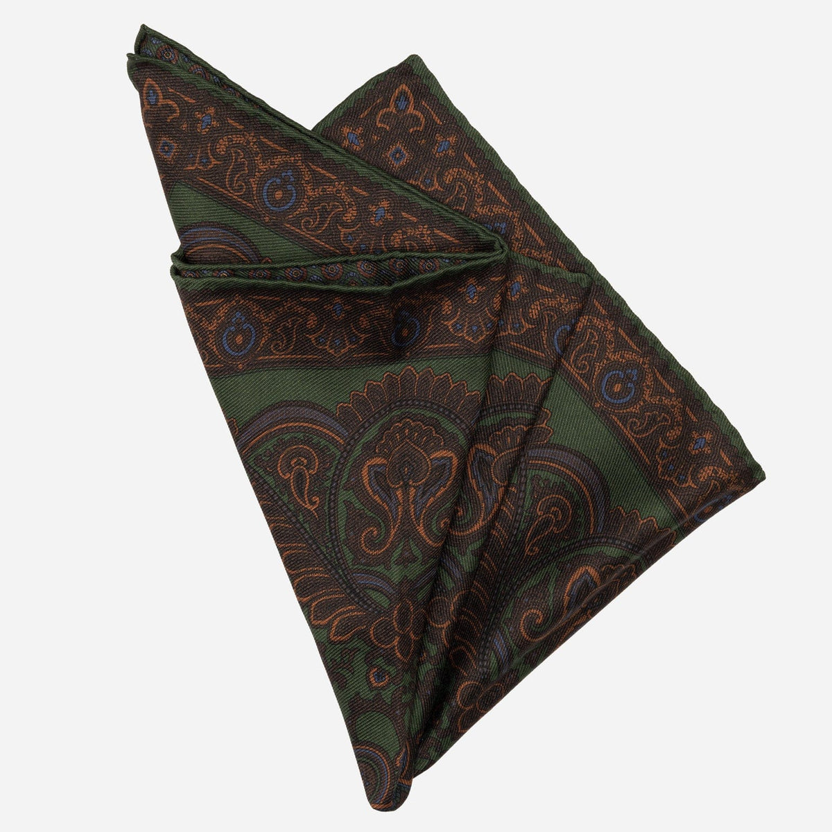 Green Brown Madder Silk Pocket Square