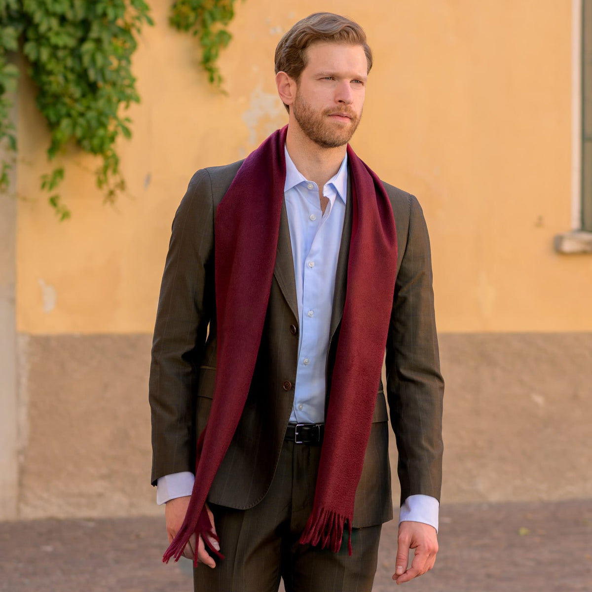 Burgundy Felted Italian Cashmere Scarf