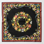 Black Floral Italian Silk Square Scarf