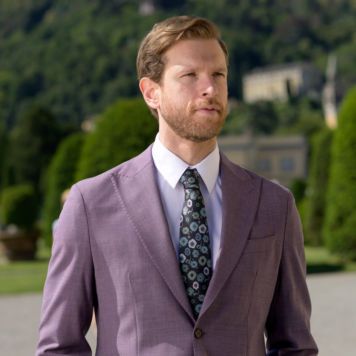 Aqua Floral Designer Luxury Silk Tie