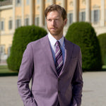 Purple Striped Italian Designer Silk Tie