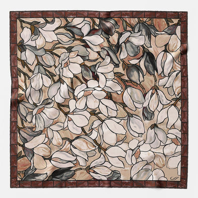 Silk Bandana - Brown Stained Glass Pattern
