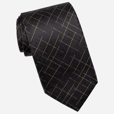 Handmade Italian Designer Black Silk Tie