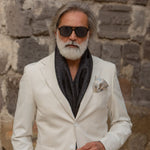 Italian Designer Men's Black Silk Scarf