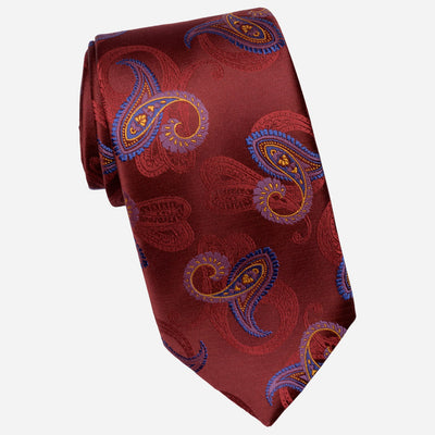 Designer Crimson Red Paisley Silk Tie
